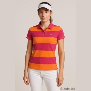 🛍Bundle sale🛍Nike Orange and Pink Fitted Polo Top medium